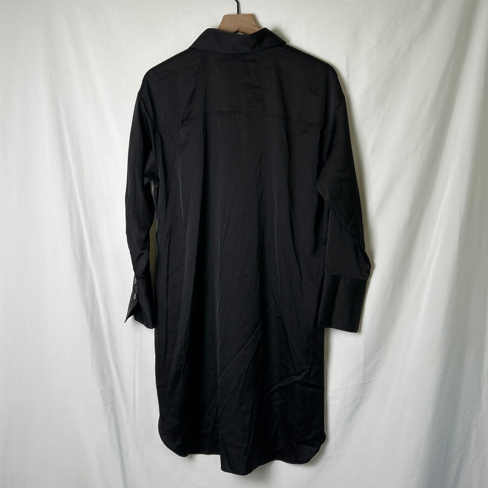 Banana Republic Womens Satin Button Down Shirt Dress Size M Black Minimalist - Picture 3 of 10